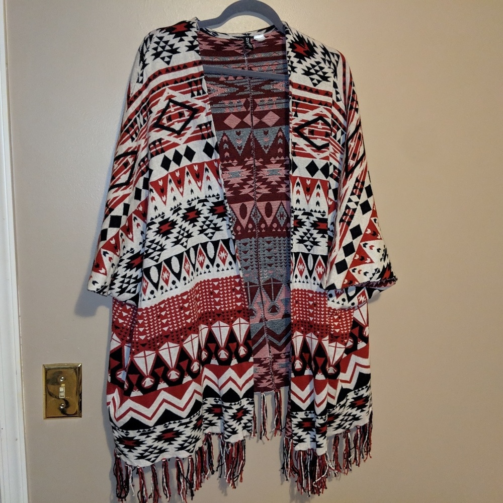 H&M Bohemian Aztec Print Open Oversized Sweater